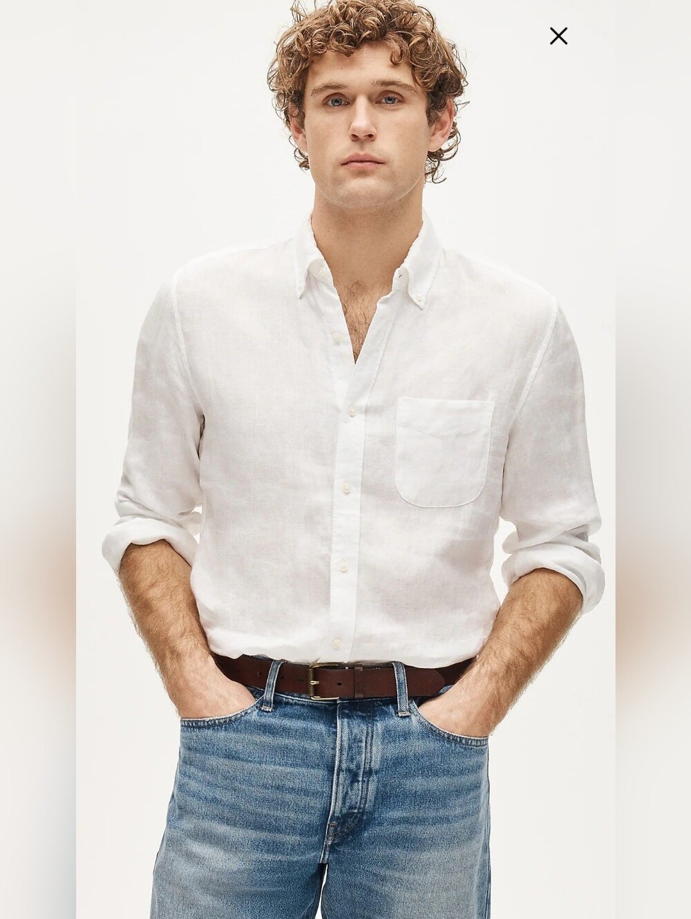 J. Crew Slim Baird McNutt Irish 100% Linen Shirt - White Unisex Large - Picture 4 of 16